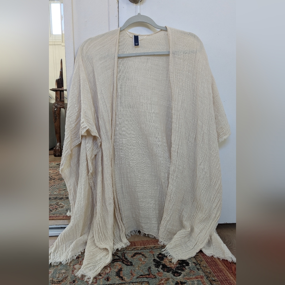 Cream Open-Front Kimono Cardigan